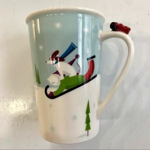 Starbucks 2011 Winter Christmas Cup Mug Dog/Kids Sledding w/ Airplane